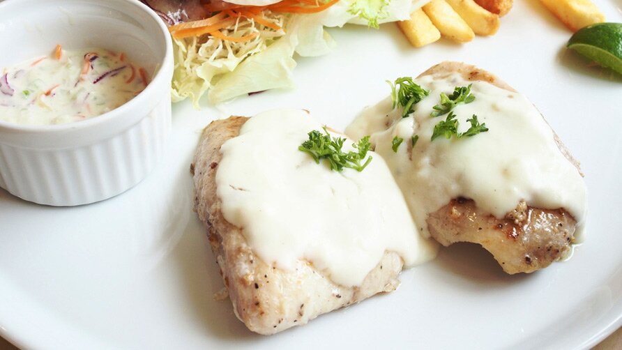      - Baked fish white sauce