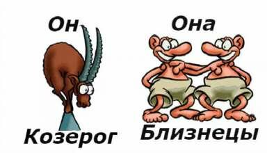 Совместимость женщины - близнецы и мужчины - козерог